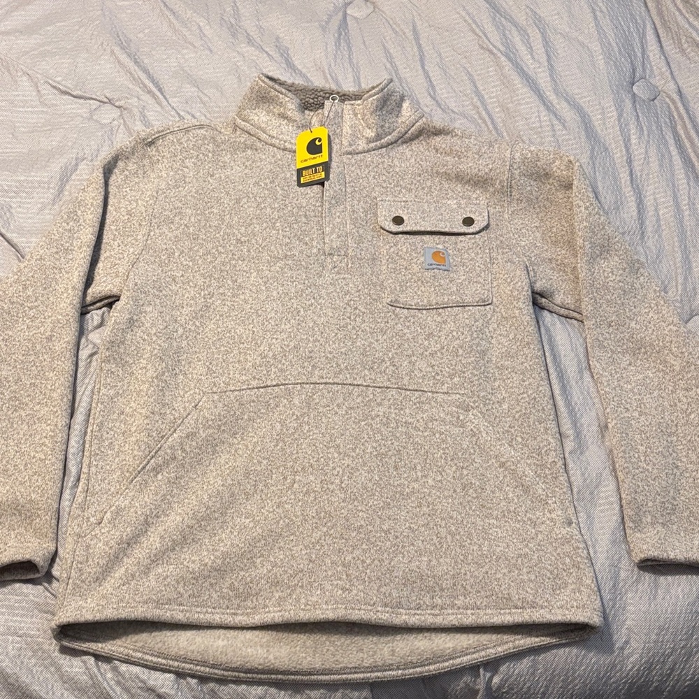 Carhartt Men's Quarter Zip pocket Sweater Sam relaxed fit NWT